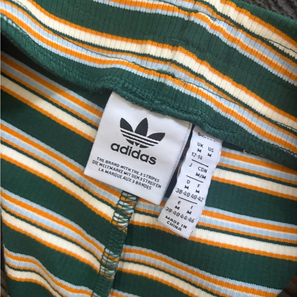 adidas 80s Roller Disco Green and Yellow Striped Bike Shorts